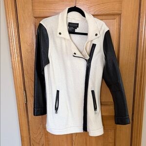 Live a Little Black and Cream Leather Jacket